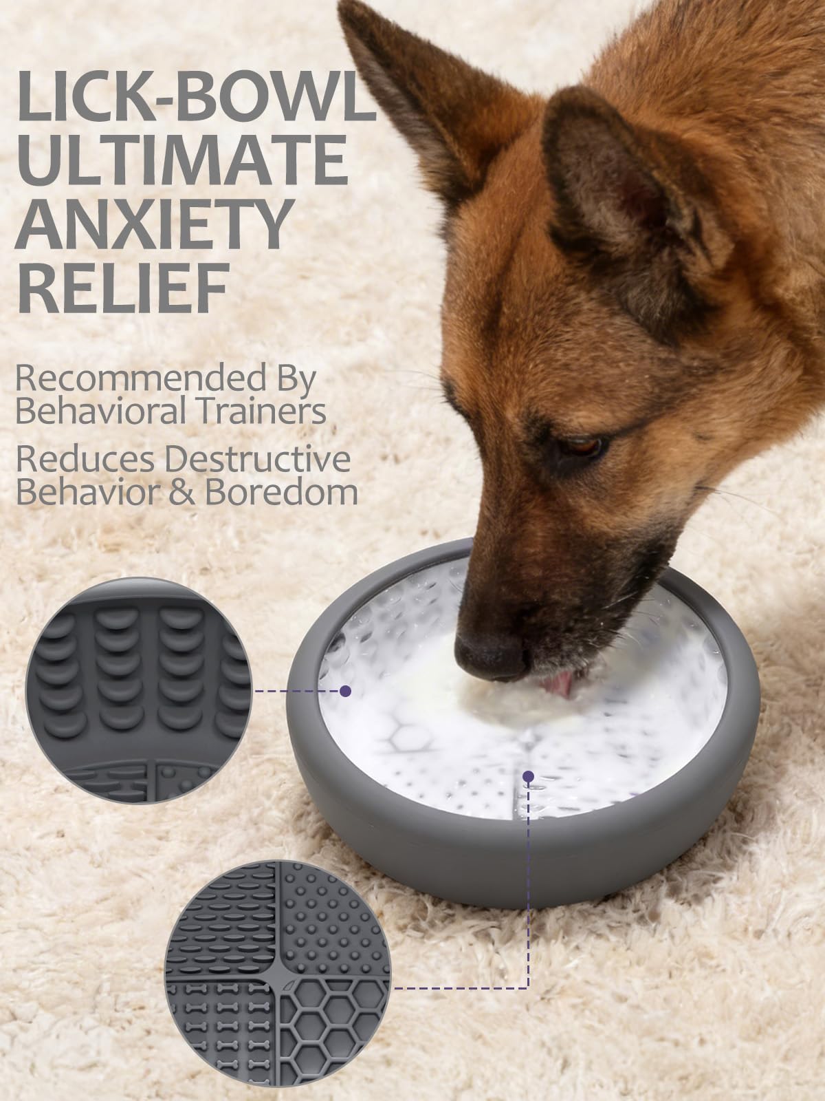 Ciotola per leccare cani con spazzola e raschietto, tappetino per leccare l'ansia per cani, antiscivolo, per leccare il congelamento, ciotola per distrazione, silicone senza BPA, lavabile in