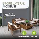 Juskys Store latéral 160 x 500 cm Extensible et Opaque, Brise-Vue pour Balcon, terrasse et Jardin, Auvent latéral avec Support Mural, Protection Solaire en Acier & Tissu Impermeable - Gris foncé - 2