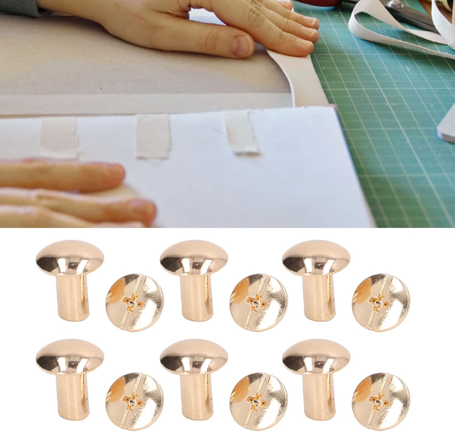 200 Set 10mm 12mm Brass Book Binding Screws, Chicago Screws Assorted Kit, Hard Thick Leather Rivet Kit with Uniform Coating for Photo Album DIY Craft (Gold)