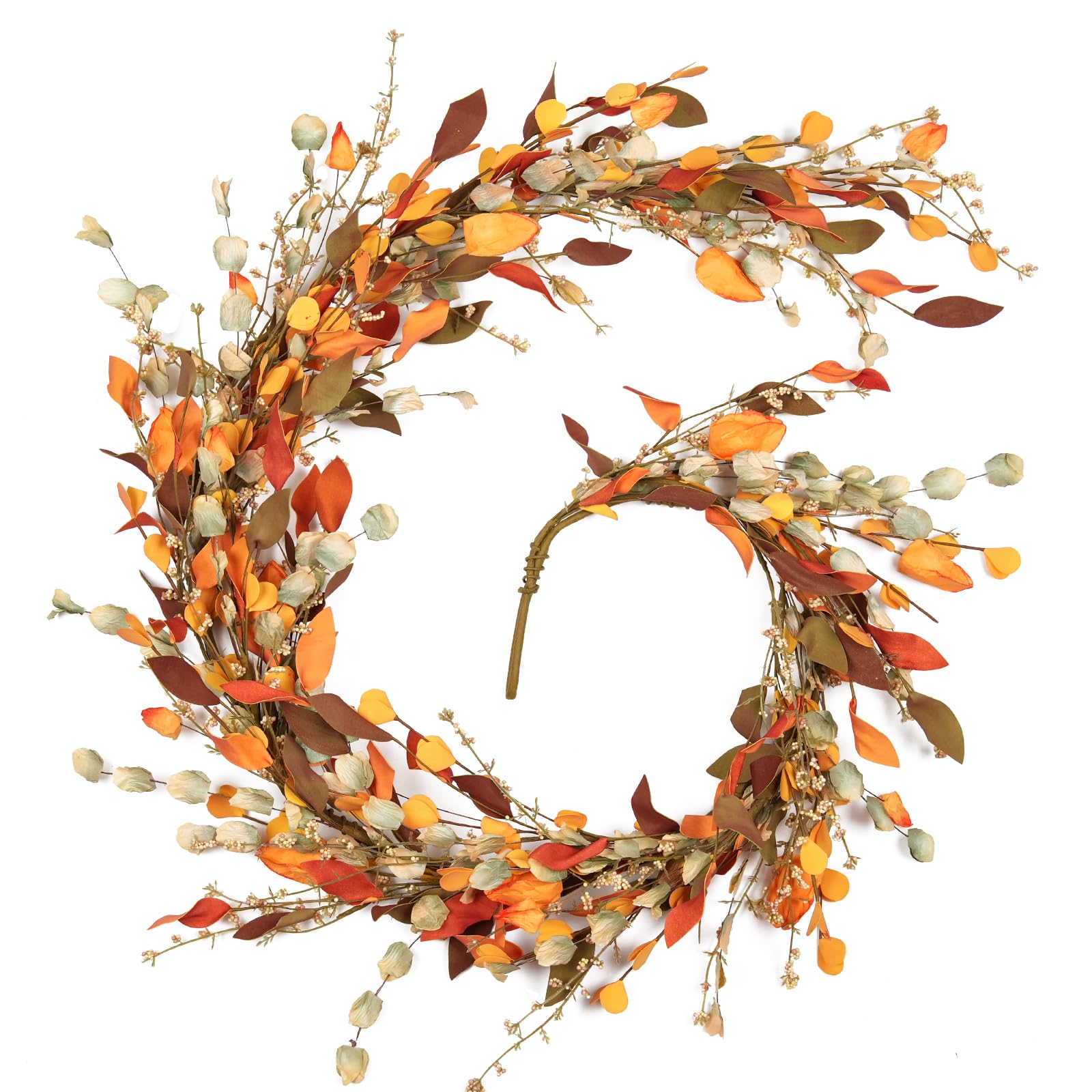 Photo 1 of Fall Decor, Fall Garland, 6FT Autumn Eucalyptus Leaves Garlands