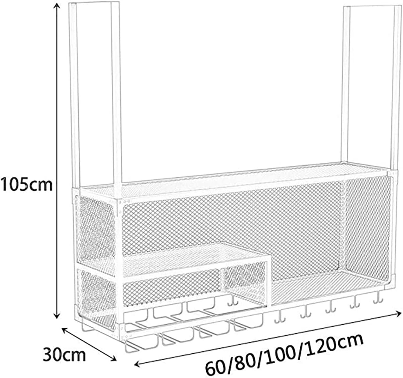 Ceiling Wine Glass Rack Industrial Vintage Gold Ceiling Rack,Ceiling Mounted Hanging Wine Bottle Holder,Goblet Stemware Holder,Decoration Shelf for Bars Restaurants Kitchens,Metal