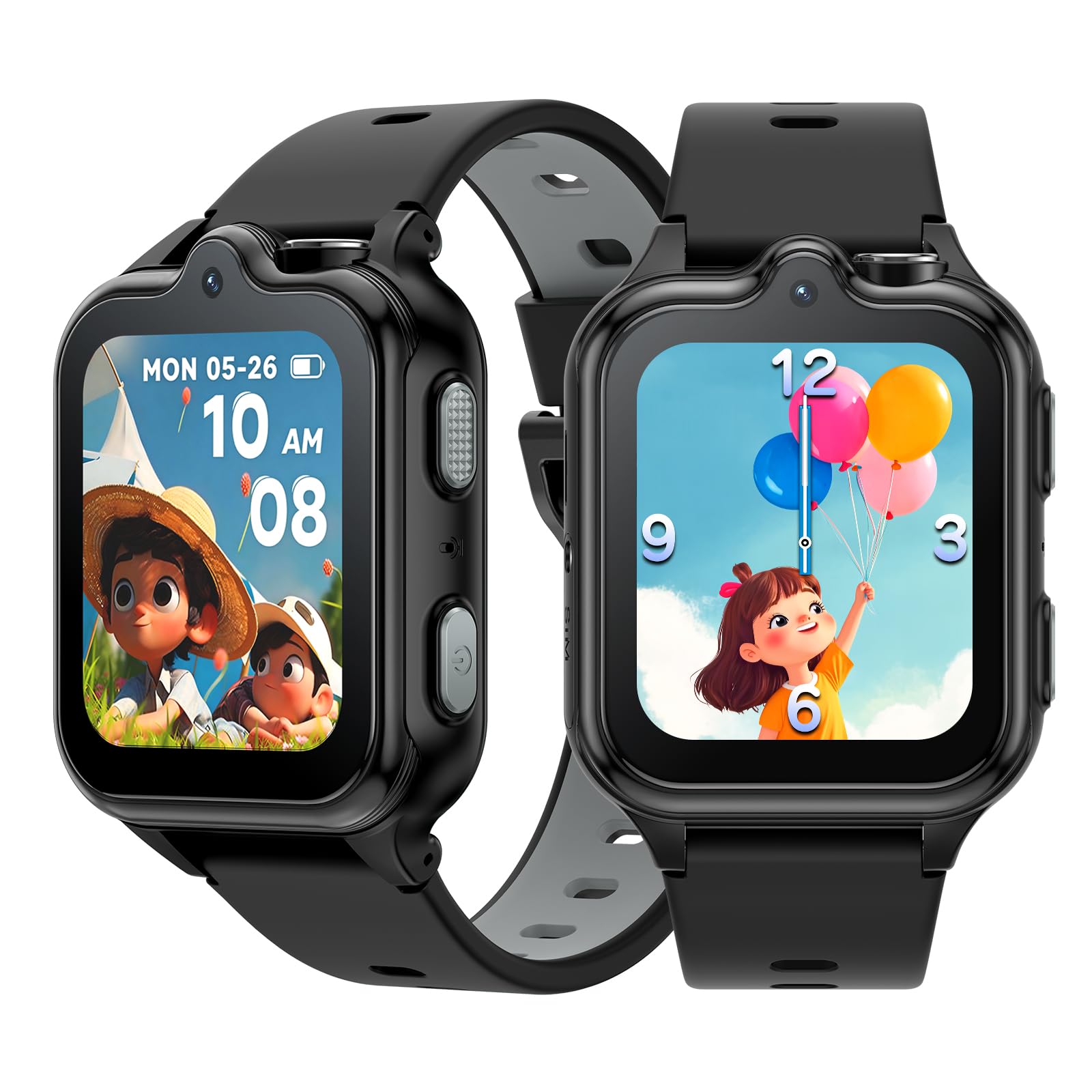 ANYSCENES3-Nero Smartwatch bambini 4G LTE, Videocall HD, GPS triplo, SOS e Controllo genitori, Doppia fotocamera, 16GB, IP68, 5 giorni