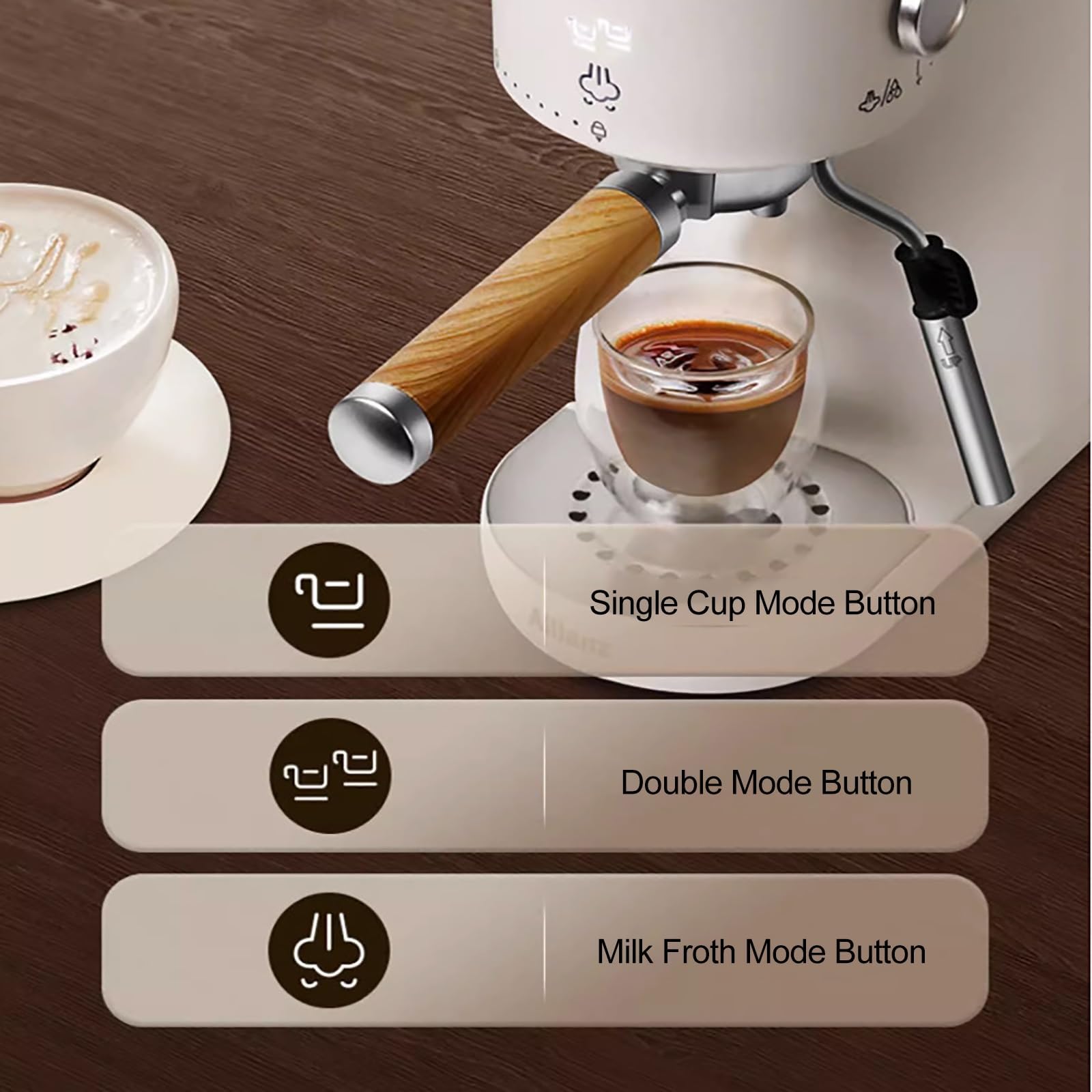 Ekspres do kawy, kompaktowy ekspres do kawy z ciśnieniem pompy 20 barów, różdżka parowa z pianki mlecznej do cappuccino, latte, macchiato, napojów w stylu baristy w domu