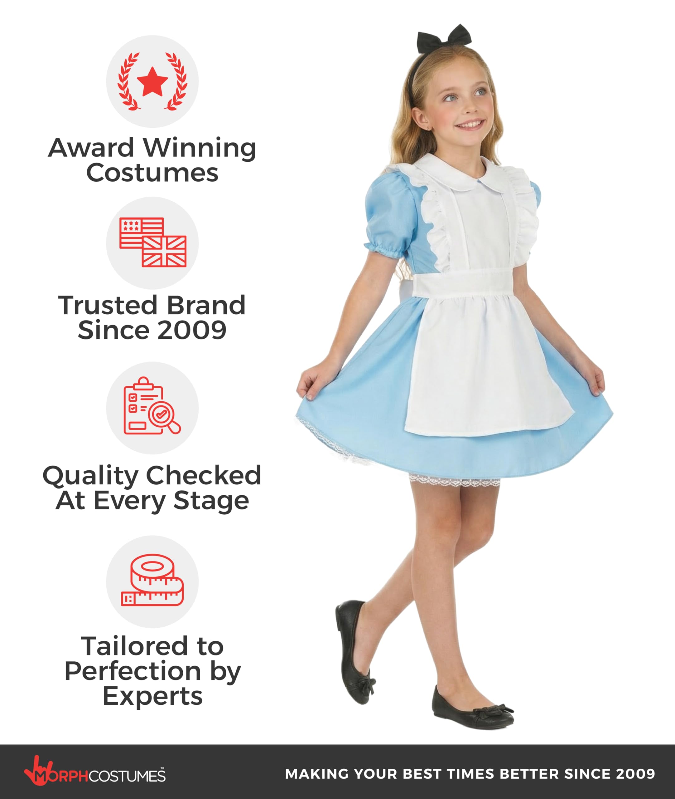Fun Shack Costume Alice Bambina, Vestito Alice Delle Meraviglie per Carnevale, Abito da Wonderland per Bambine