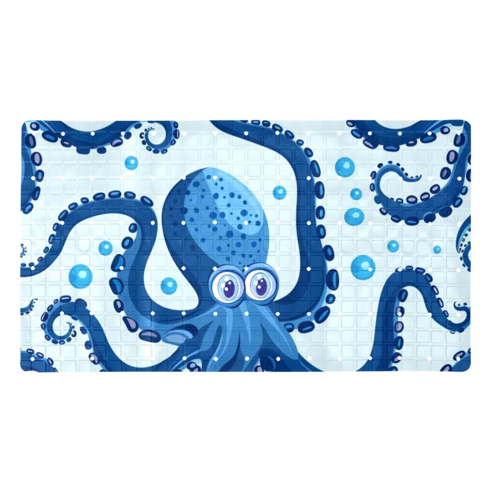 Tapis de bain bleu pieuvre pour sécuriser la douche des enfants