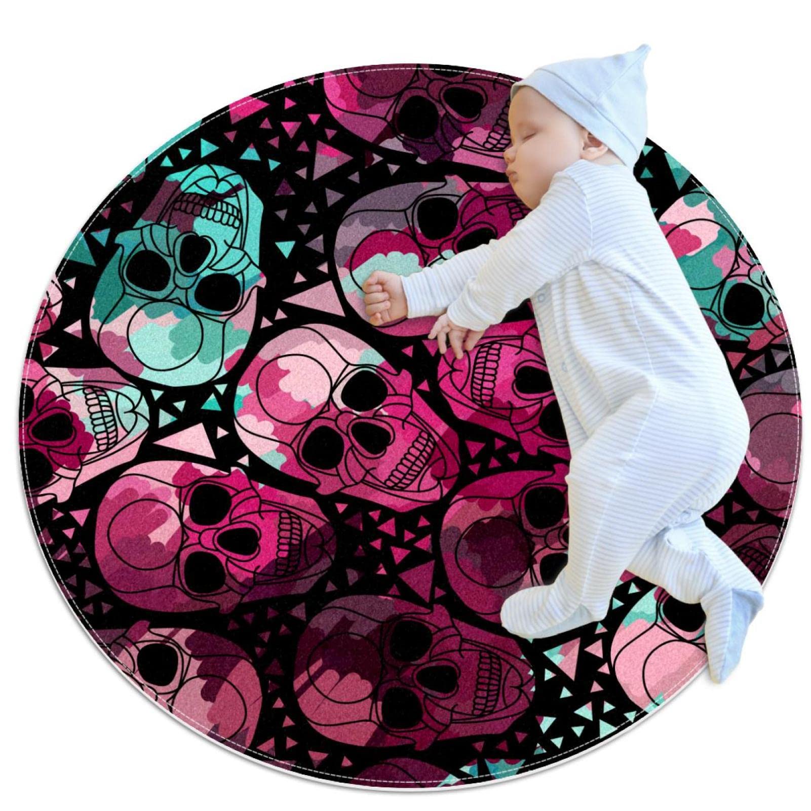 Tapis de jeu pour enfants JDEZ rond 80cm doux et confortable pour chambre de garçon