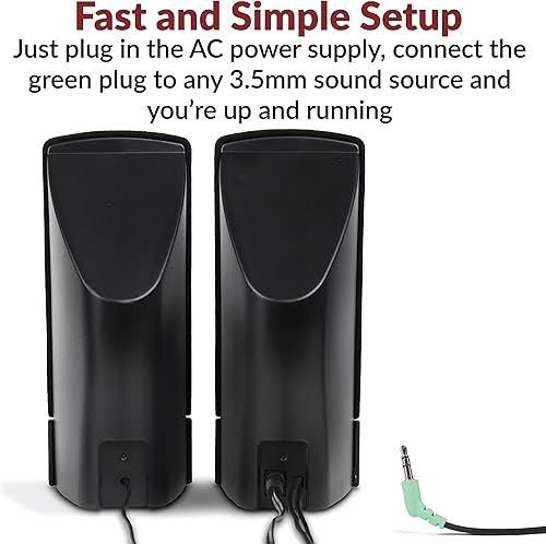 Miniatura 3 de Cyber Acoustics Altavoces de computadora CA-2014, sonido estéreo completo, controles convenientes, configuración fácil