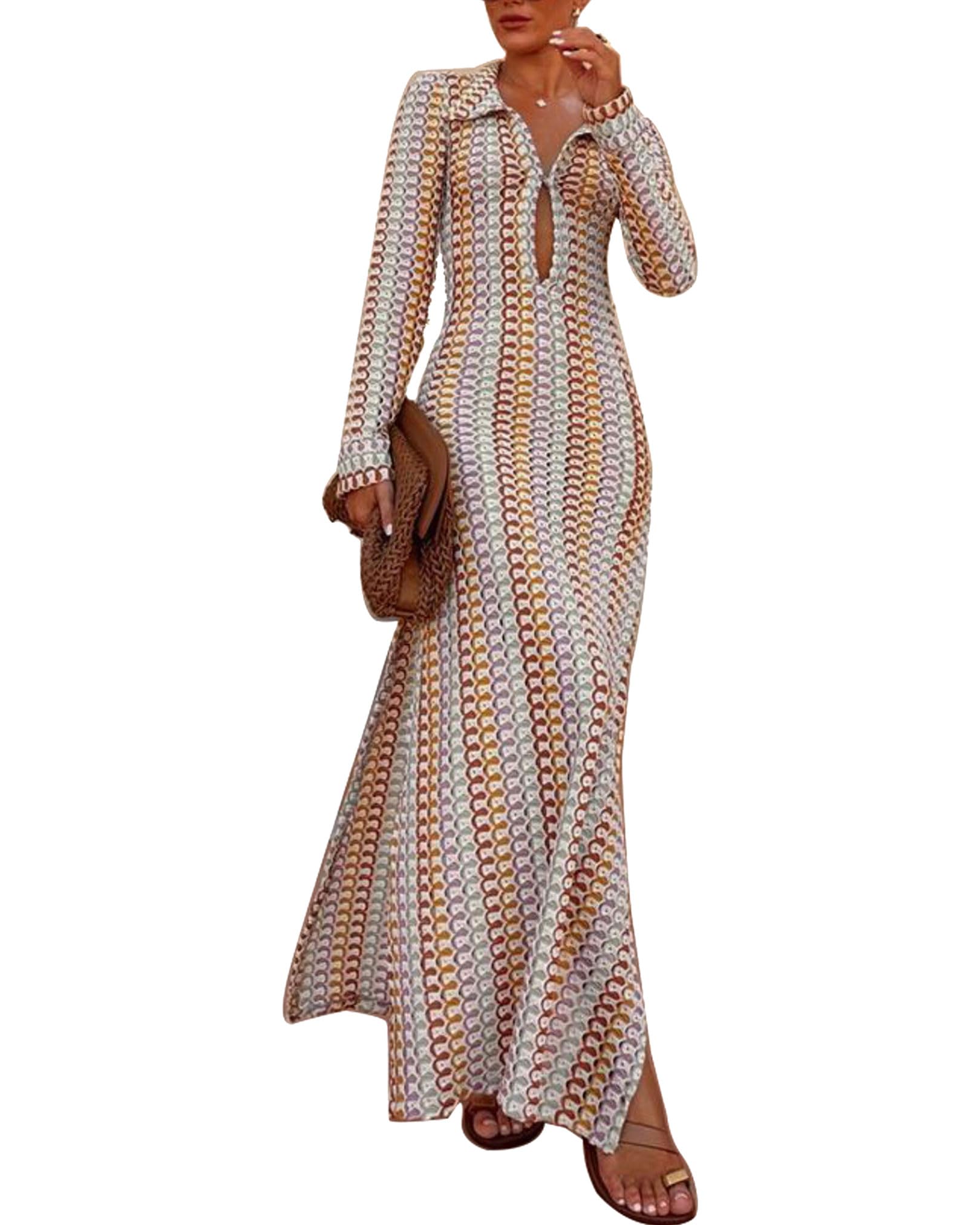 Siribelle Vestido Playa Mujer Vestidos Tejidos Crochet Ropa Verano Mujer Cuello en V Bikini Cover Up Camisolas de Playa Beachwear