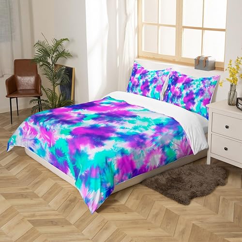 Miniatura 108 de Feelyou Juego de funda de edredón con estampado floral en 3D para niñas y niñas, elegante, con estampado floral morado, romántico, con purpurina