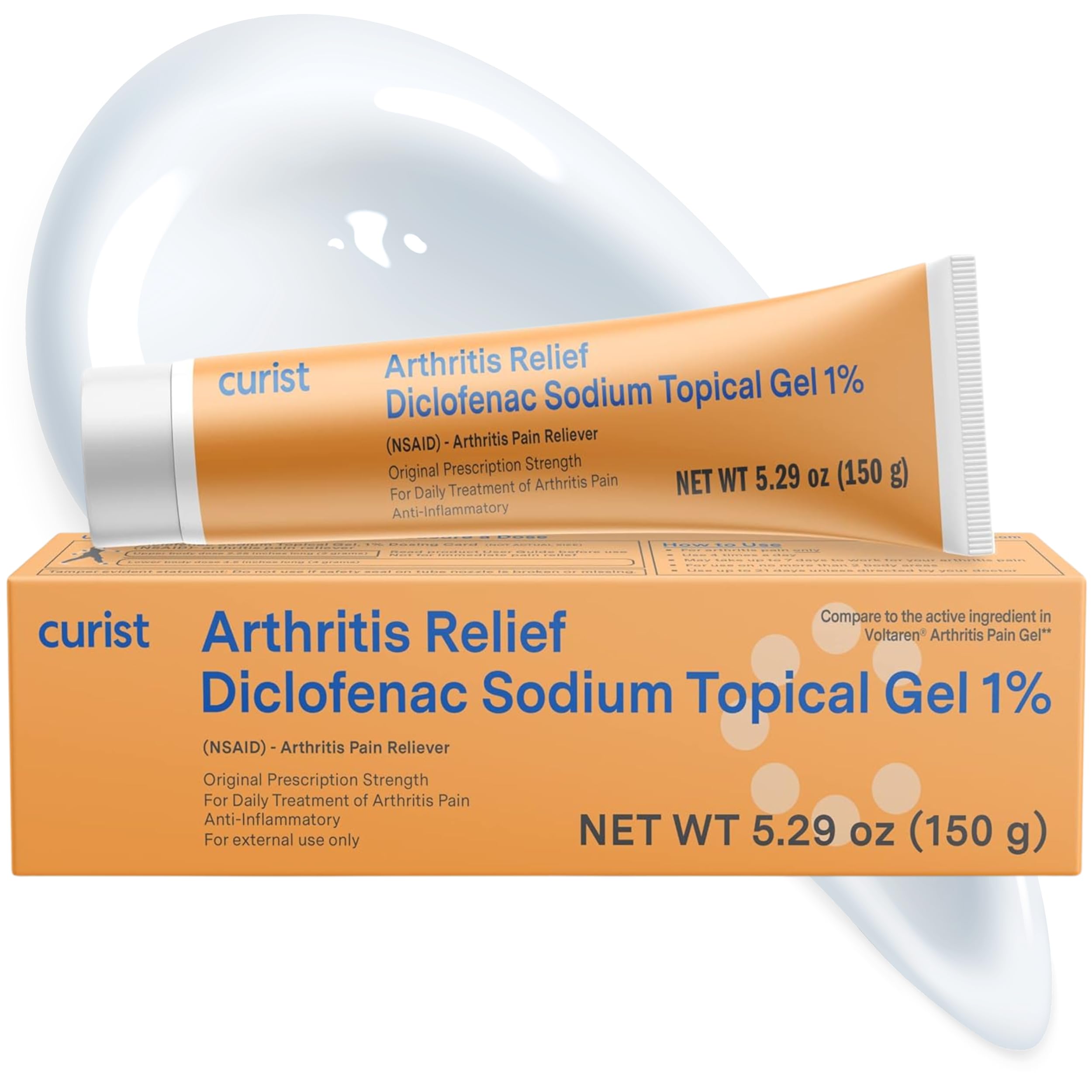 Diclofenac Sodium Topical Gel 1 Percent 150g for Arthritis Pain - Joint Pain Relief for Hand/Foot Pain, Knee/Elbow Pain & Ankle Pain - 1% - 5.29oz