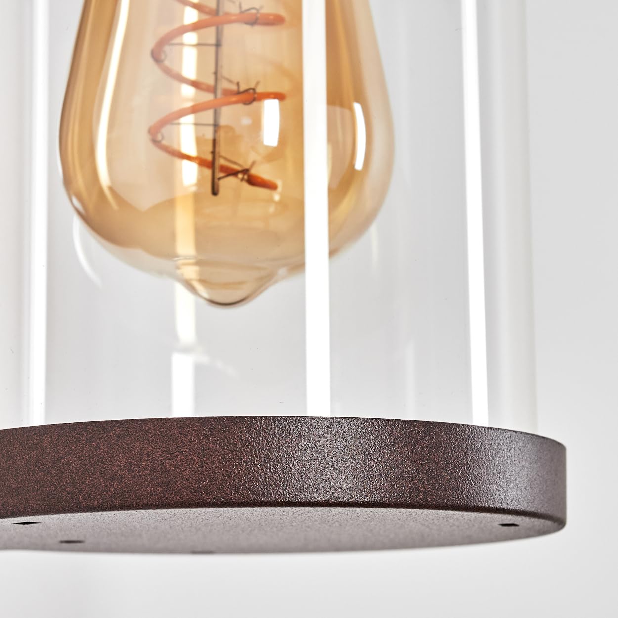 HOFSTEIN Außenwandleuchte Telhada, Außenwandlampe aus Metall/Glas in Rostfarben/Klar, moderne Wandleuchte Down im Retro/Vintage/Industrial-Stil, E27, IP44, Eingangsbereich, Haustür, Hof