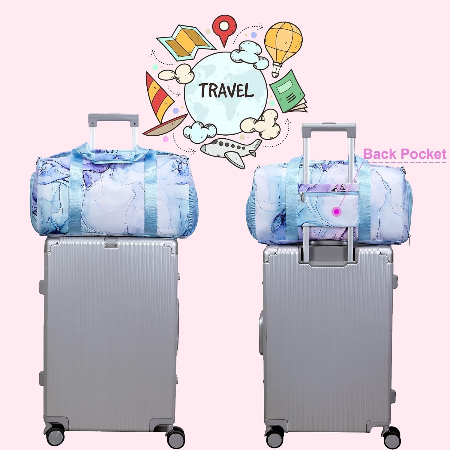 Jumpopack Dance Bag Girls Dance Duffle Bag Sports Gym Bags Weekender Sleepover Overnight Bags with Shoe Compartment and Wet Pocket image 5