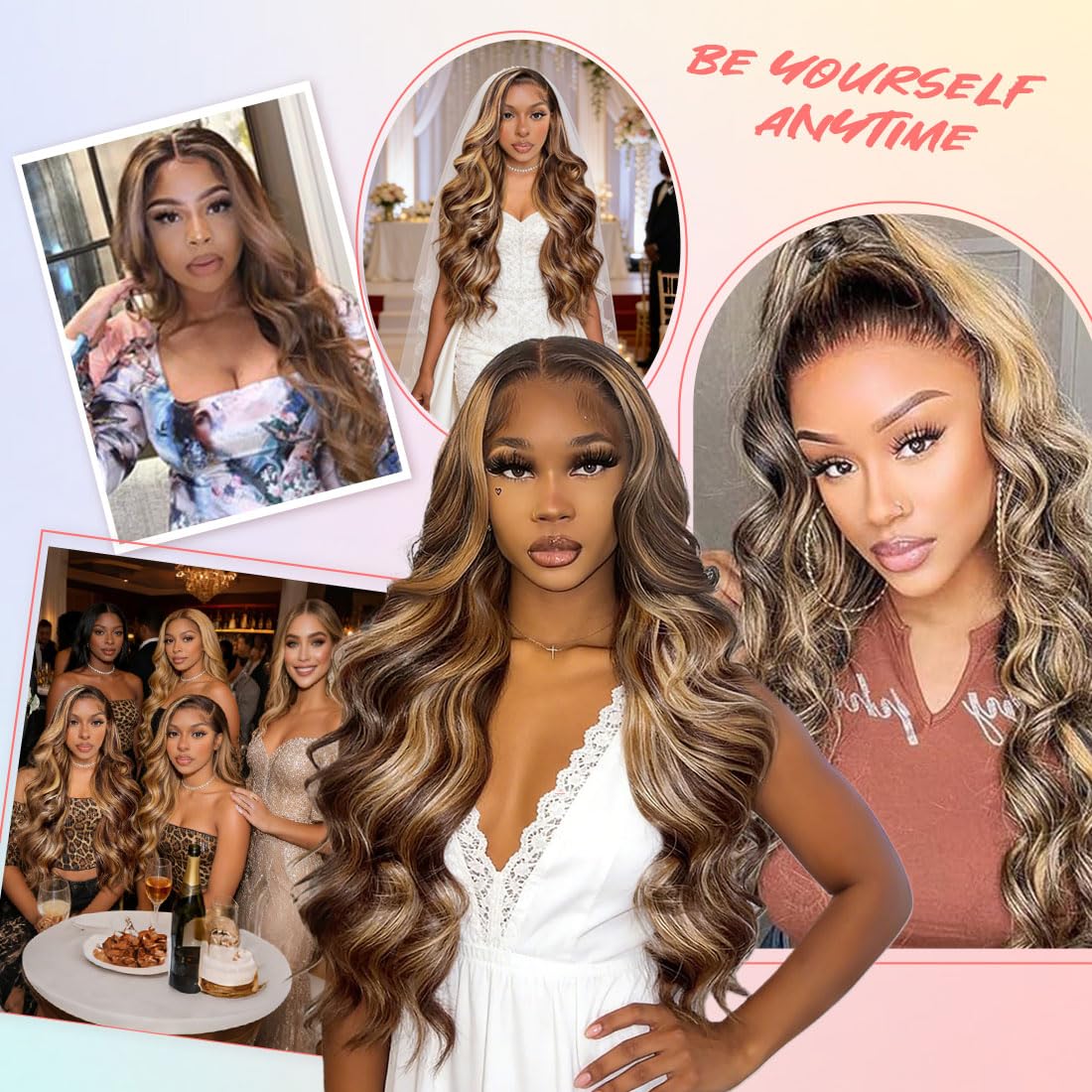 Body Wave 360 Lace Front Wigs Human Hair 200 Density Highlight Honey Blonde Wig Human Hair 4/27 Ombre Lace Front Wig Real 100% Human Hair for Women 360 Glueless Drawstring Wig Pre Plucked 20Inch