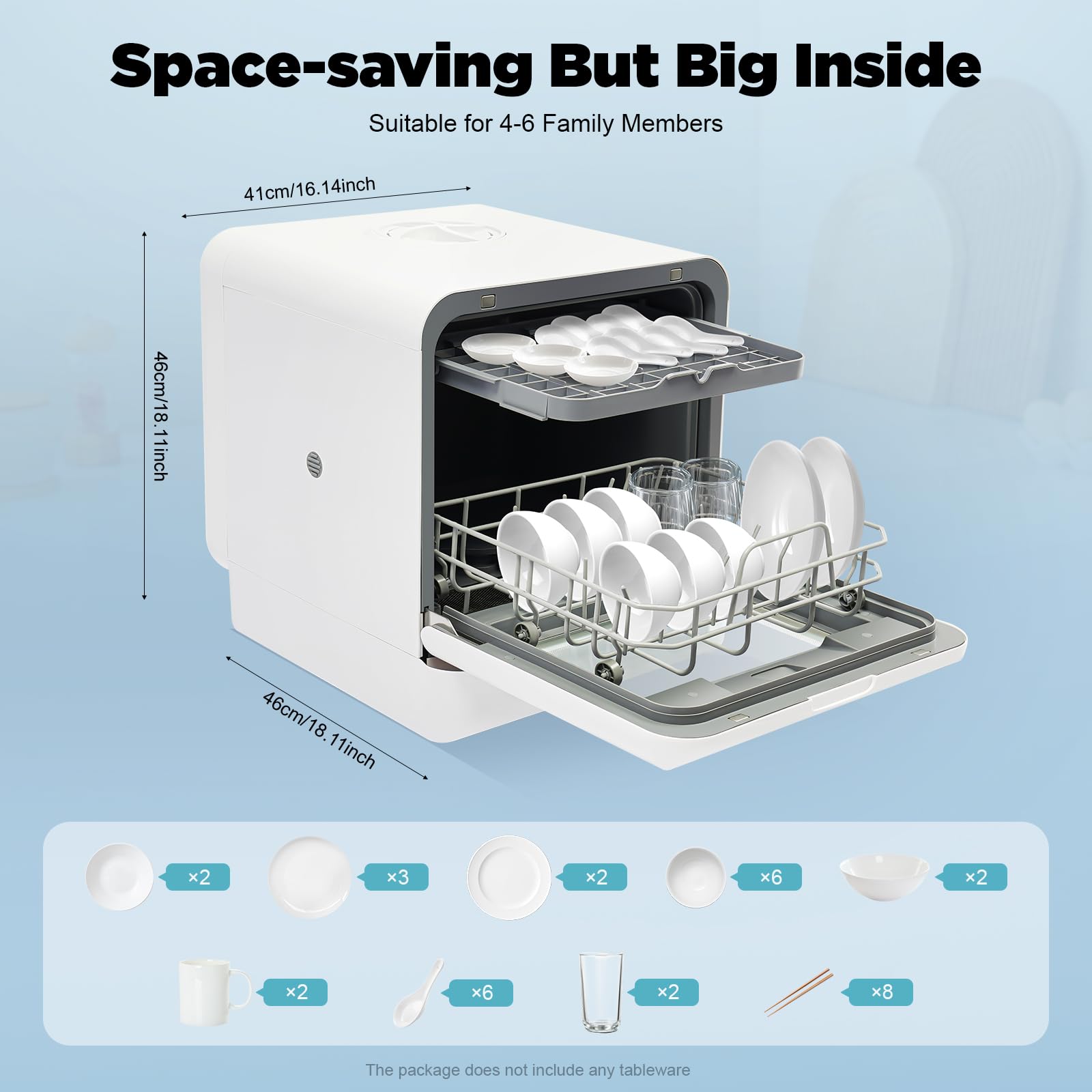 Mini Geschirrspüler Tischmodell - 6L Fassung Mit 4 Programmen