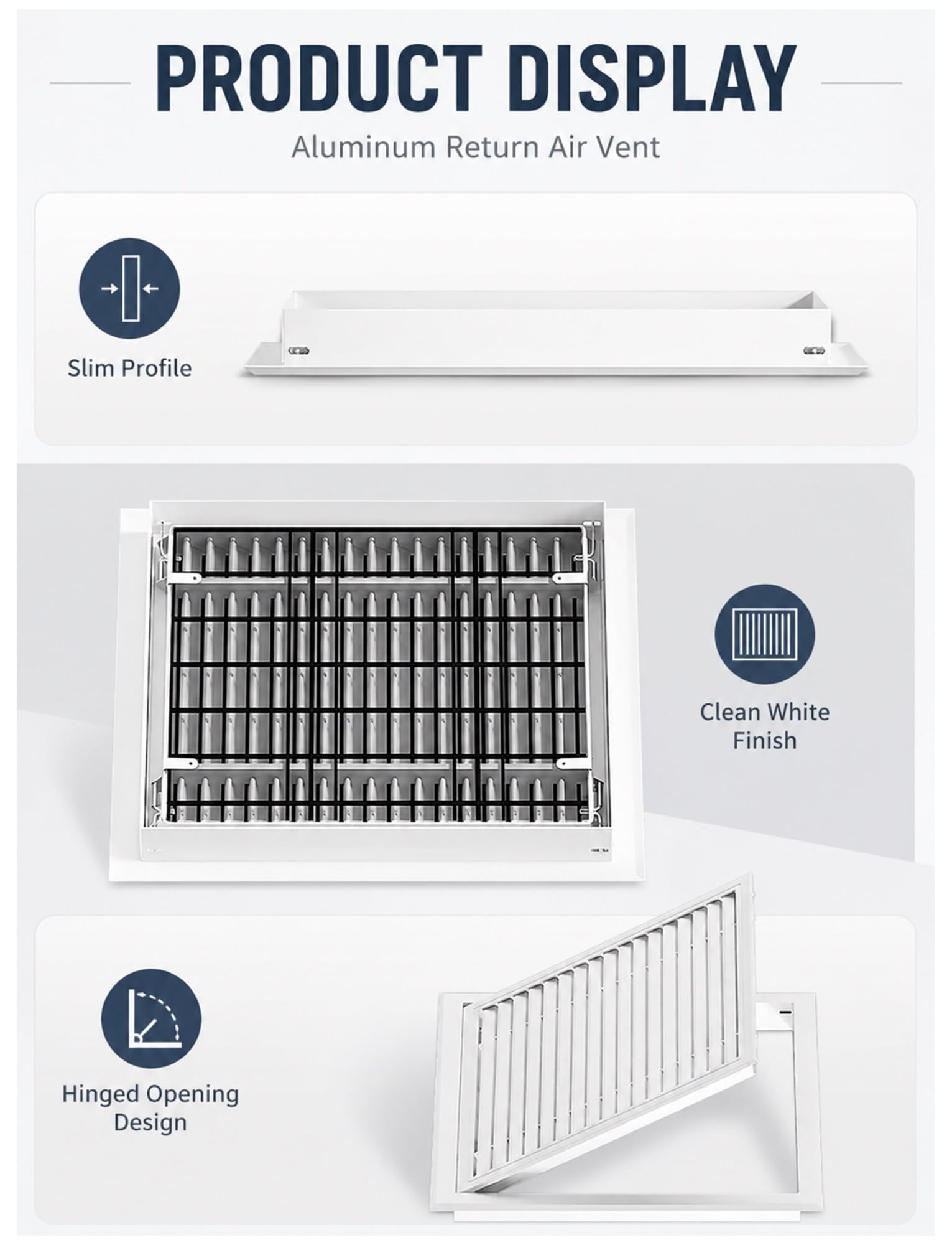 Cubierta de ventilación de retorno con bisagras for techo, rejilla de ventilación ABS comercial(600x600 mm)