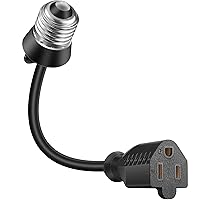 Vista 1 de Feekoon 1 paquete de adaptador de enchufe de luz de 3 salidas, convertir enchufe de bombilla E26/E27 a enchufe de 3 clavijas con cable de extensión