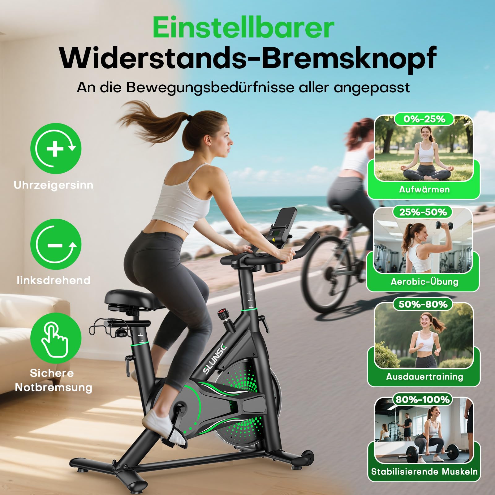 Heimtrainer Fahrrad mit App, Einstellbarer Magnetischer Widerstand Hometrainer Fahrrad, Leise & Bequem Ergometer Heimtrainer mit Hantelablage, LCD-Display, Tablet-Halterung, Bis 180KG