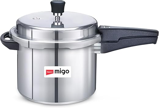 Impex 5 Litre Aluminium Pressure Cooker With Outer Lid | Induction And Gas Stove Compatible Pressure Cooker For Healthy Cooking | ISI Certified | 5…