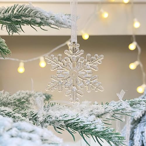 Miniatura 7 de 15 adornos de cristal para decoración del árbol de Navidad, adornos acrílicos colgantes de copo de nieve de Navidad, carámbanos, adornos de cristal