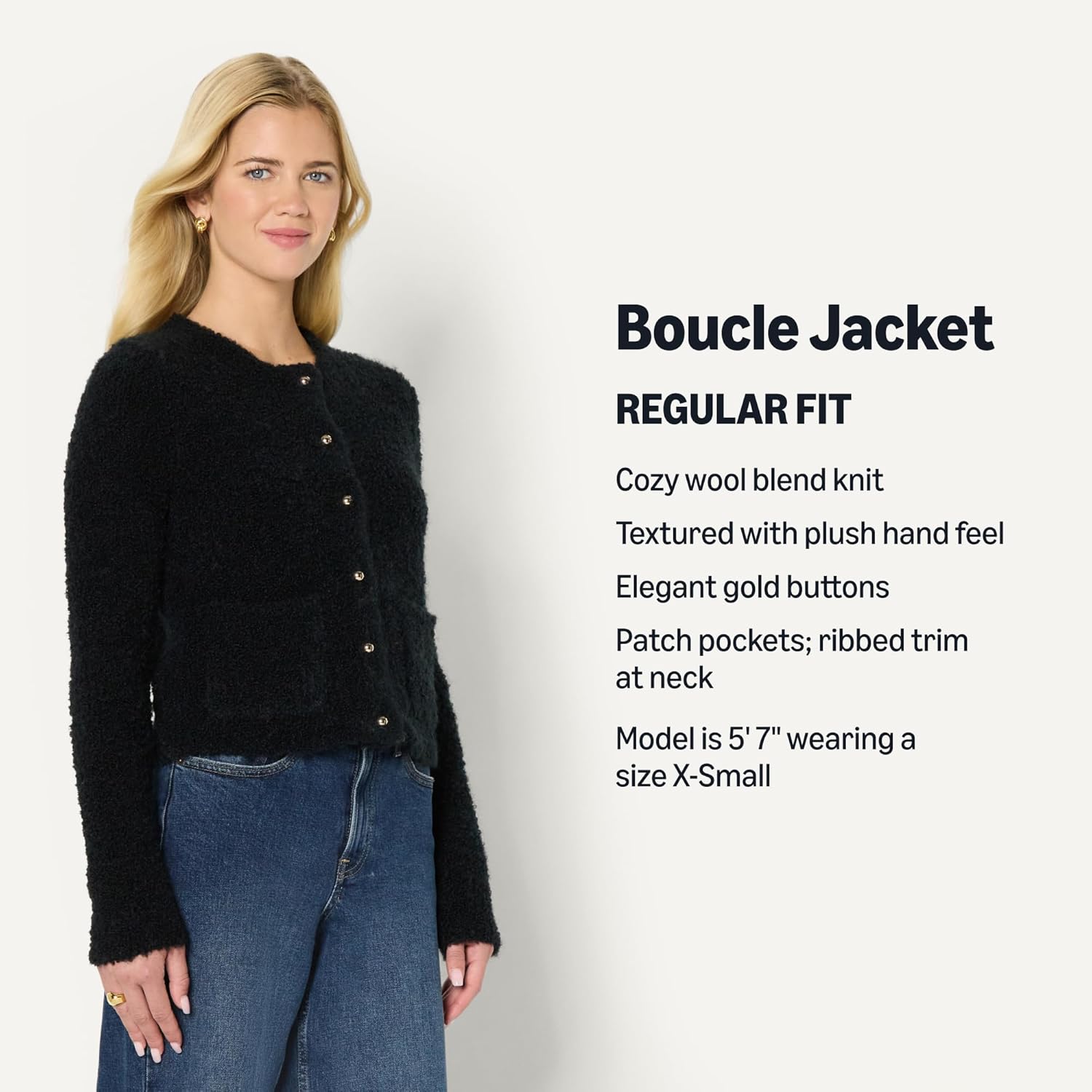 Amazon Essentials (Demi's Pick) Women's Regular-Fit Wool Blend Boucle Button-Down Jacket - Image 2