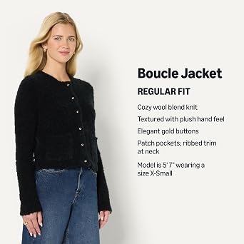 Amazon Essentials Women's Regular-Fit Trendy Wool Blend Boucle Button-Down Jacket