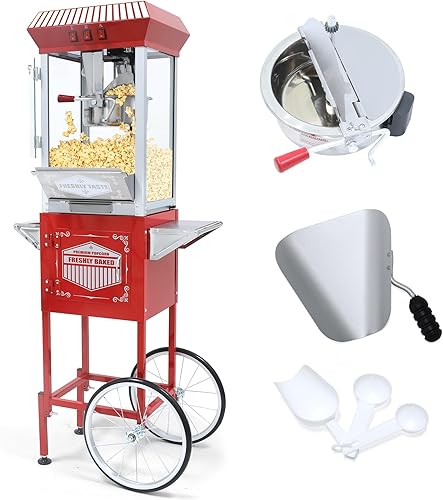 Miniatura 16 de Máquina de palomitas de maíz de 20 onzas con carrito, máquina de palomitas de maíz para cine con ruedas y control de 3 interruptores, máquina