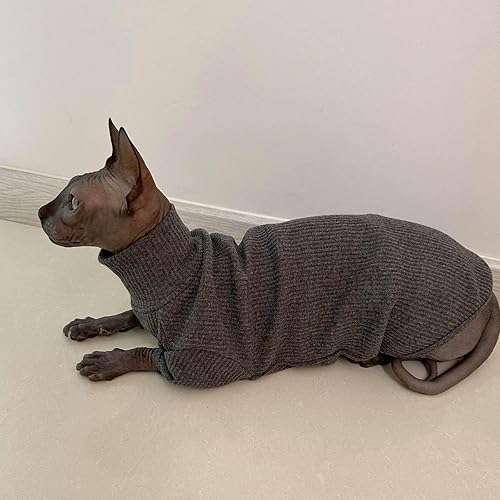Miniatura 9 de Sphynx - Camisa de algodón de cuello alto para gatos, camisetas de gatito con mangas, pijama de gato para Sphynx Cornish Rex, Devon Rex, Peterbald