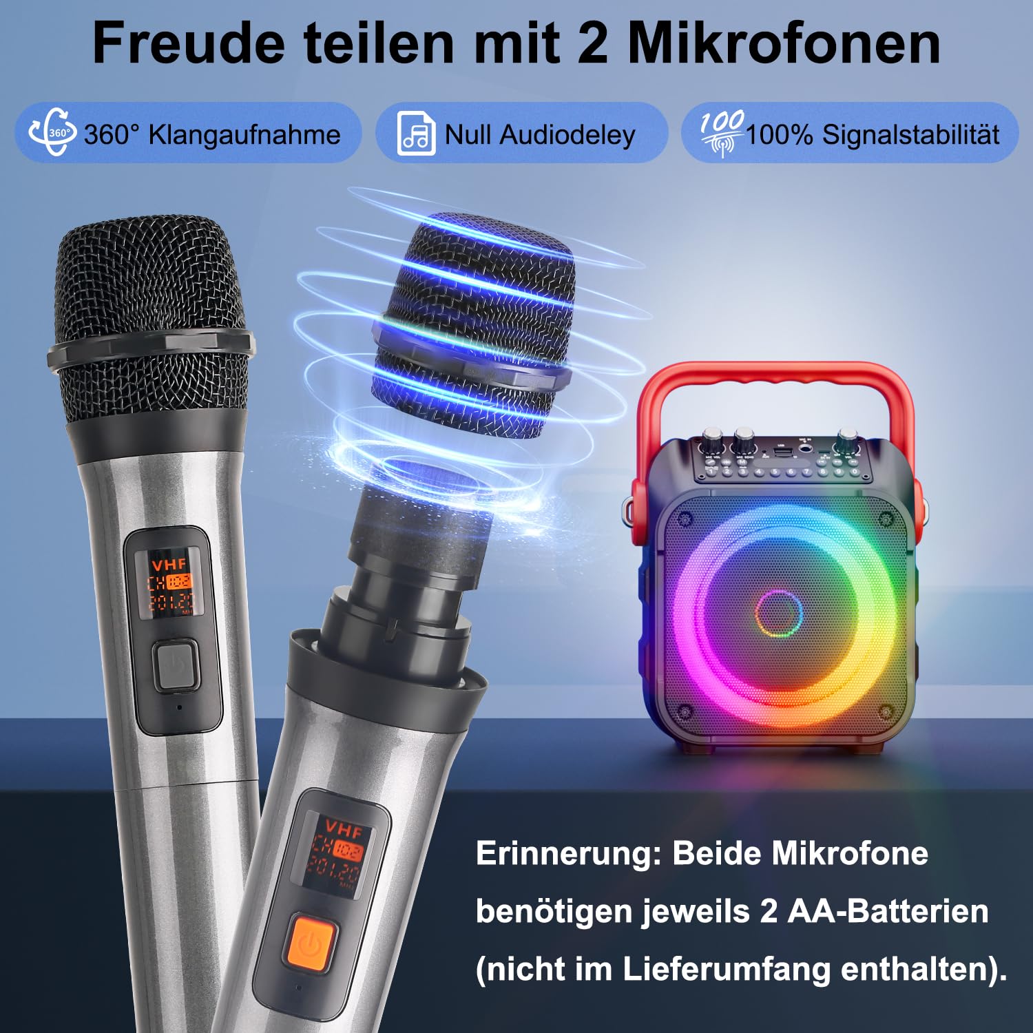 Karaoke Maschine mit 2 Karaoke Mikrofonen: Singingmate Karaoke Anlage mit 2 Mikrofonen für Erwachsene Kinder - Tragbare Bluetooth Party Karaoke Box - Mikrofon mit Lautsprecher