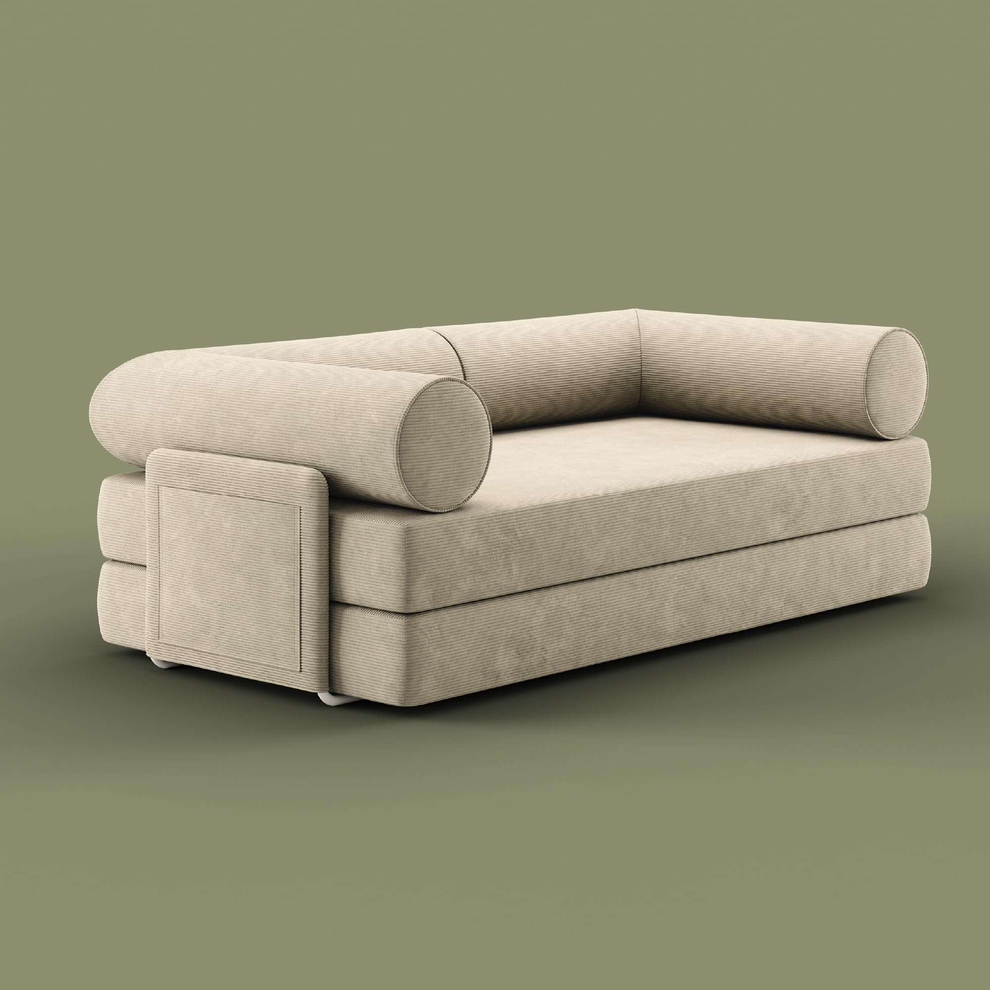 ROVE LAB S8 Sofa Bed – Comfortable Sleeper Sofa for Small Spaces – Spill-Proof Performance Corduroy – SmartFoam™ Support – Modular, Tool-Free Setup (