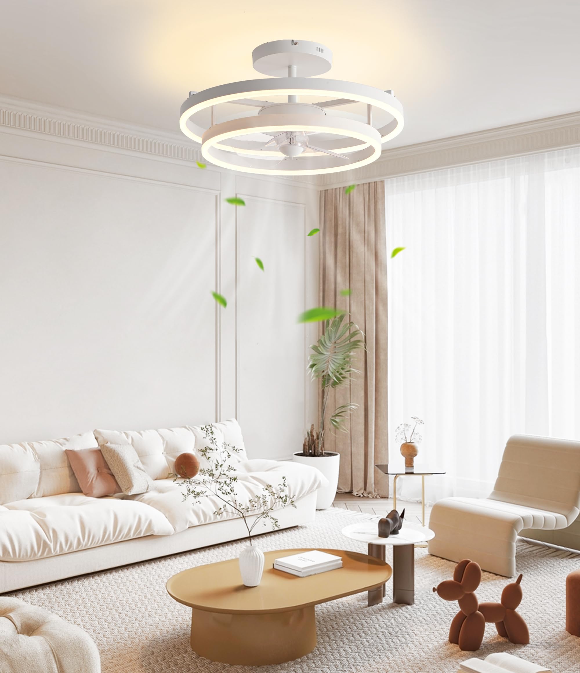 Ventilateur De Plafond Avec Lumière LED 50 Cm – Silencieux, 6 Vitesses, Dimmable, Télécommande – Idéal Chambre, Cuisine, Salon