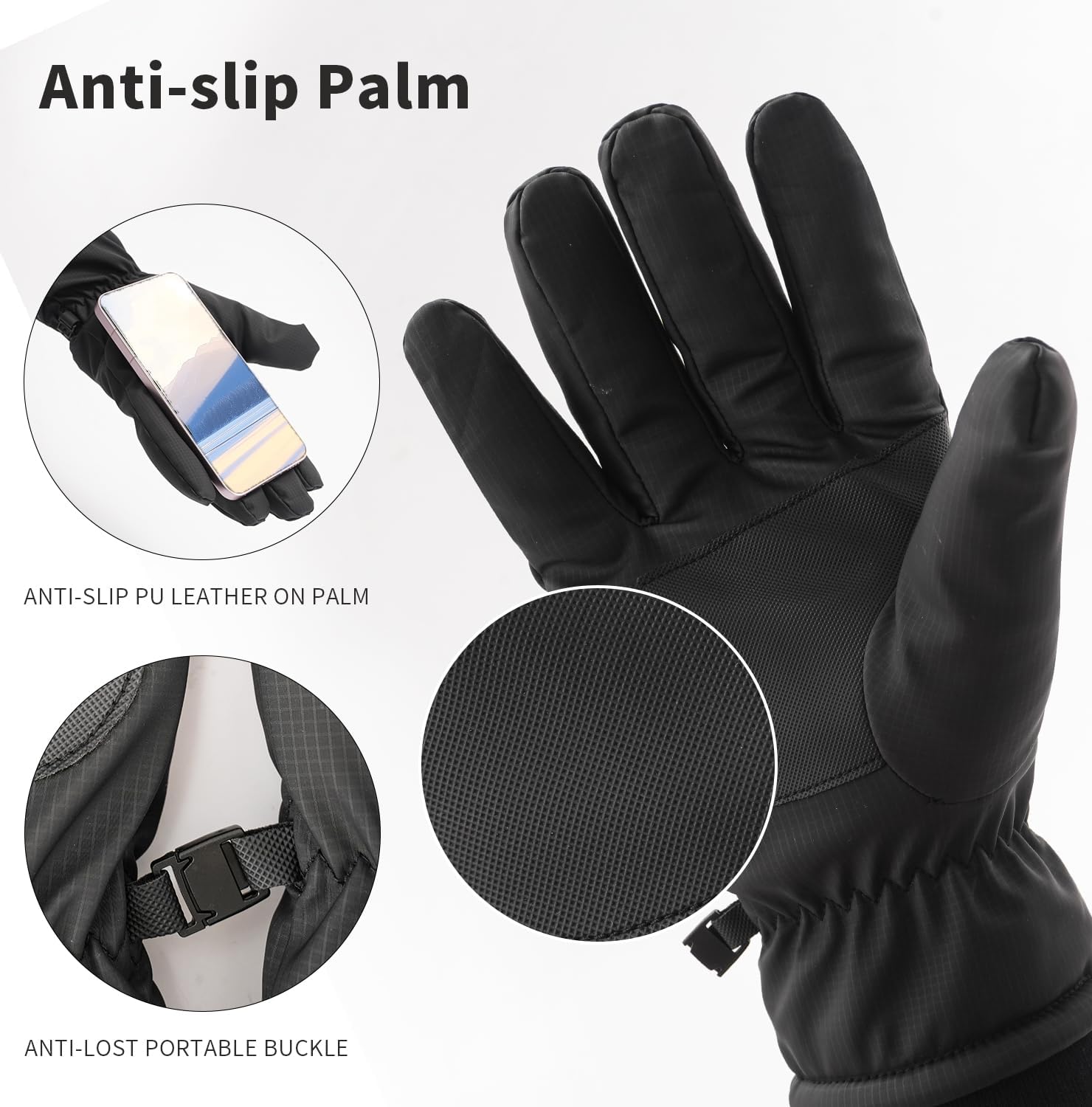 Waterproof Winter Gloves for Men Warm Ant-slip Touchscreen Ski Snow Cycling Running Cold Weather Long Fleece Lining - Image 6