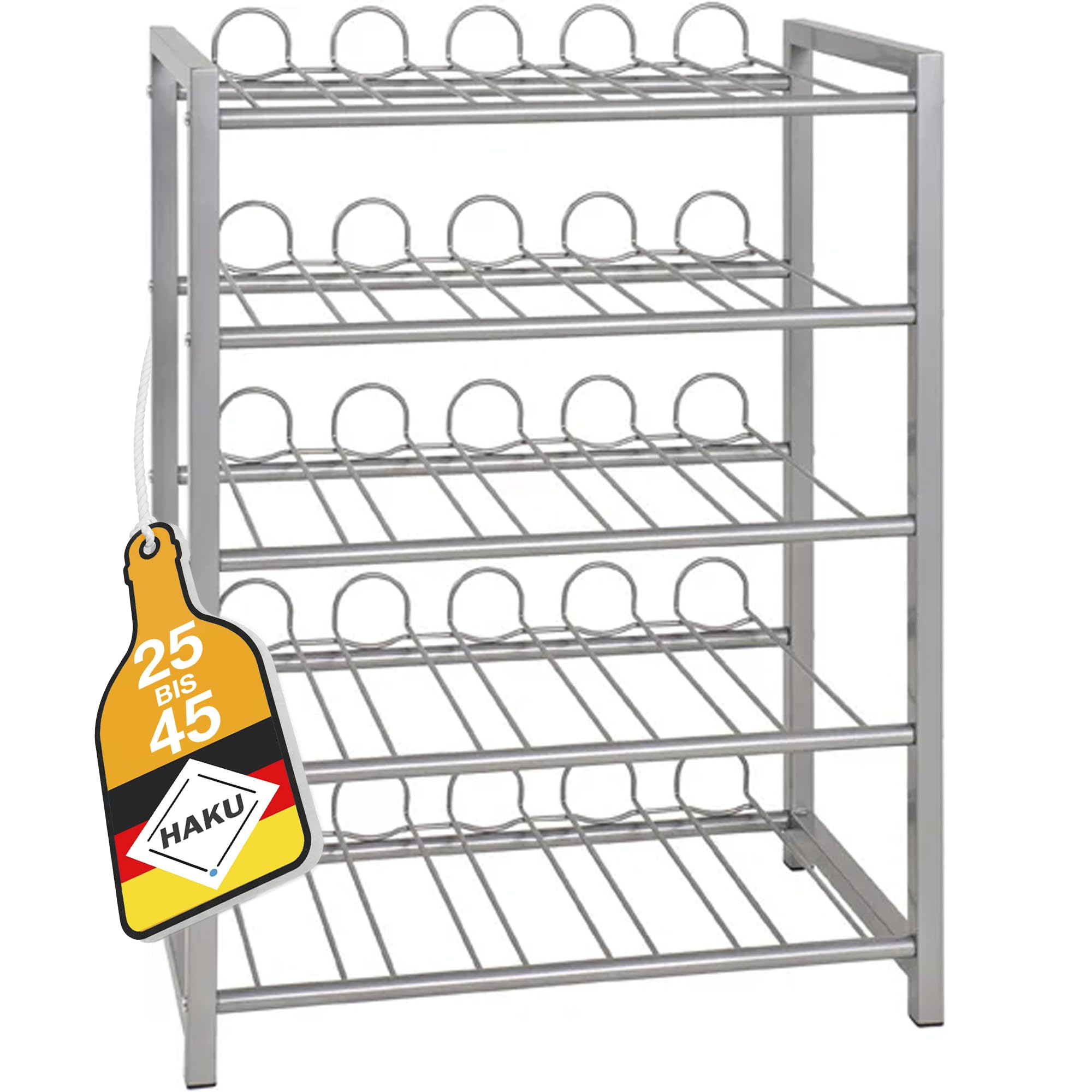 HAKU Bottle Rack 25 bottles – Metal wine bottle rack, aluminium – Dimensions: W 54 x H 76 x D 31 cm, Style: Modern
