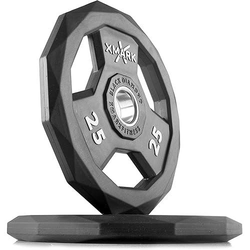 XMark Black Diamond Plates, One-Year Warranty, Patented Design, Olympic Weight Plates, Pairs and Sets