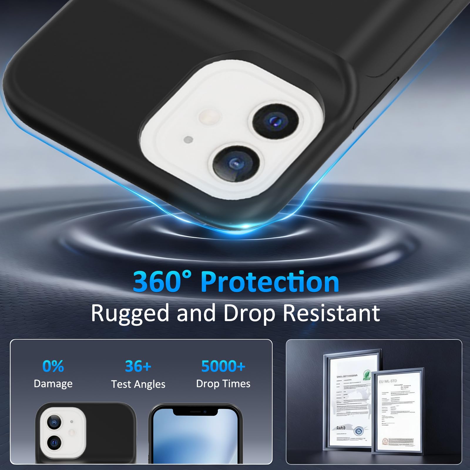 Akkuhülle für iPhone 11(6.1 Zoll), 8500mAh Tragbares Ladegerät iPhone Ultradünn Erweiterter Akku Hülle Telefonladegerät und Schutzhülle mit Ladefunktion für iPhone 11 - Schwarz