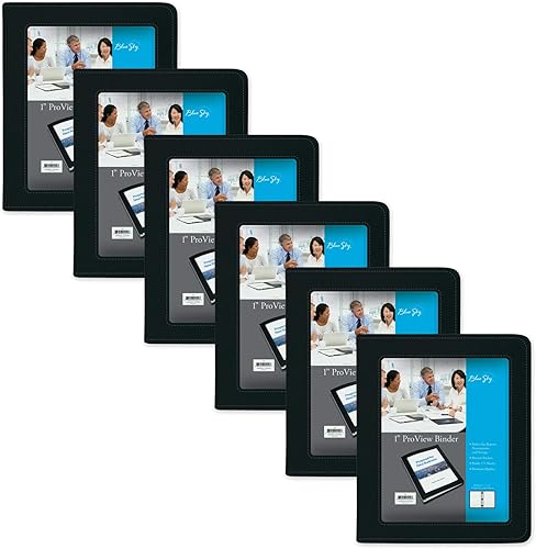 Blue Sky ProView Legacy - Carpeta negra de 3 anillas, tamaño carta, 1 pulgada, funda de piel sintética texturizada, bolsillos integrados, capacidad