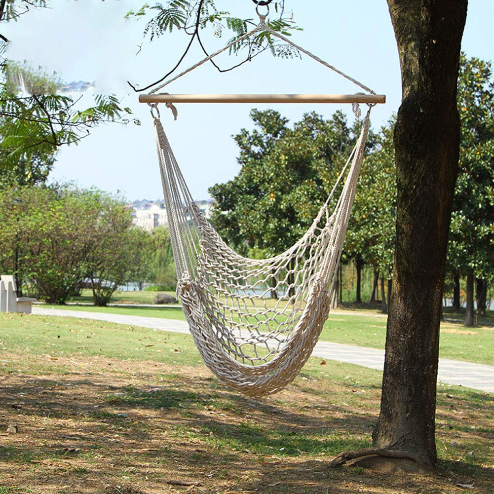 Goshyda Chaise Suspendue d'extérieur, Siège de Camping, Hamac en Corde de Coton pour Adulte, Balançoire Pliable et Durable pour Jardin Intérieur