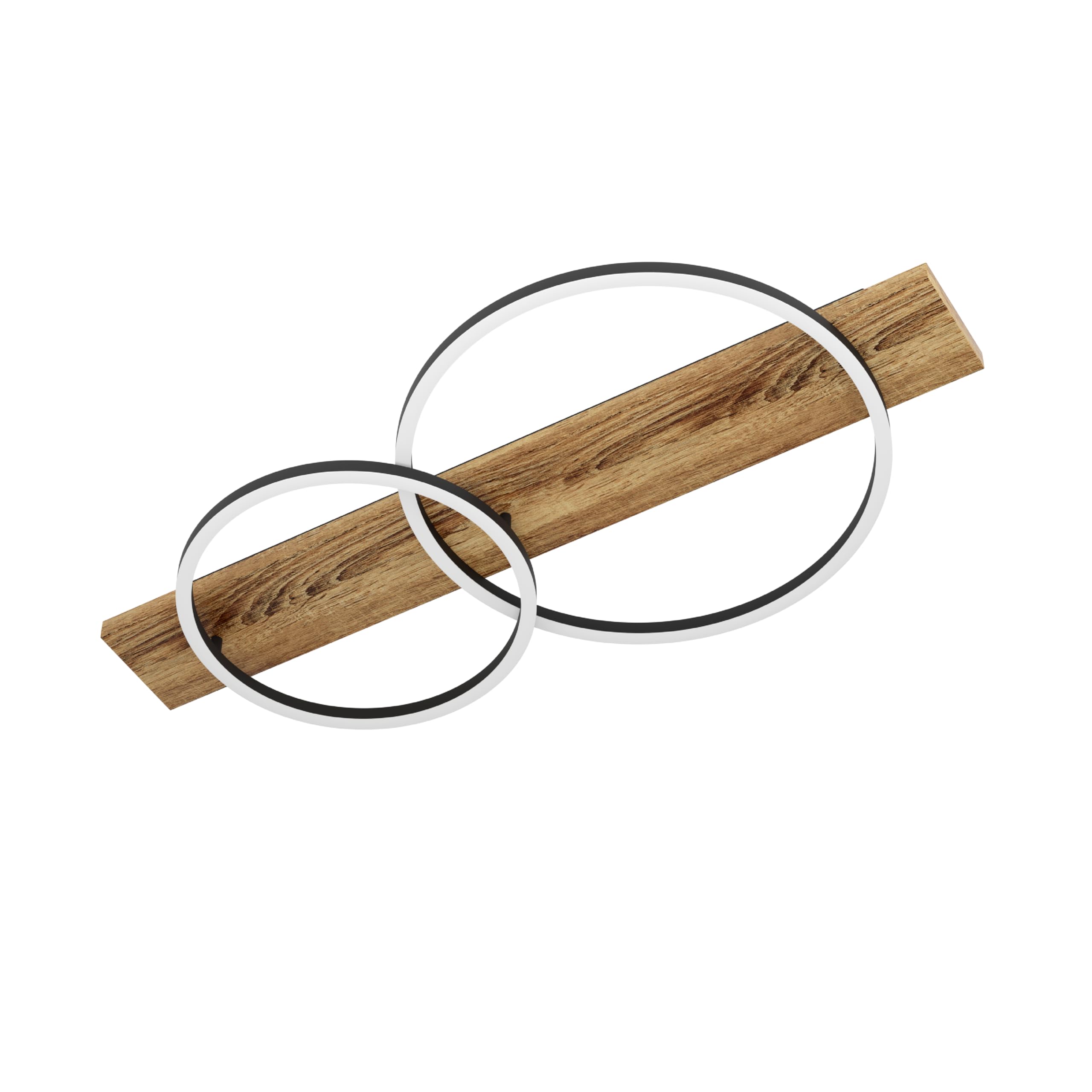 Eglo LED Ceiling Light Boyal, 2-Light Ceiling Lamp, Vintage Living Room Light, Rustic Kitchen Lamp Made of Steel, Wood and Plastic, Hallway Ceiling Light in Black, Brown, White, L 78 cm