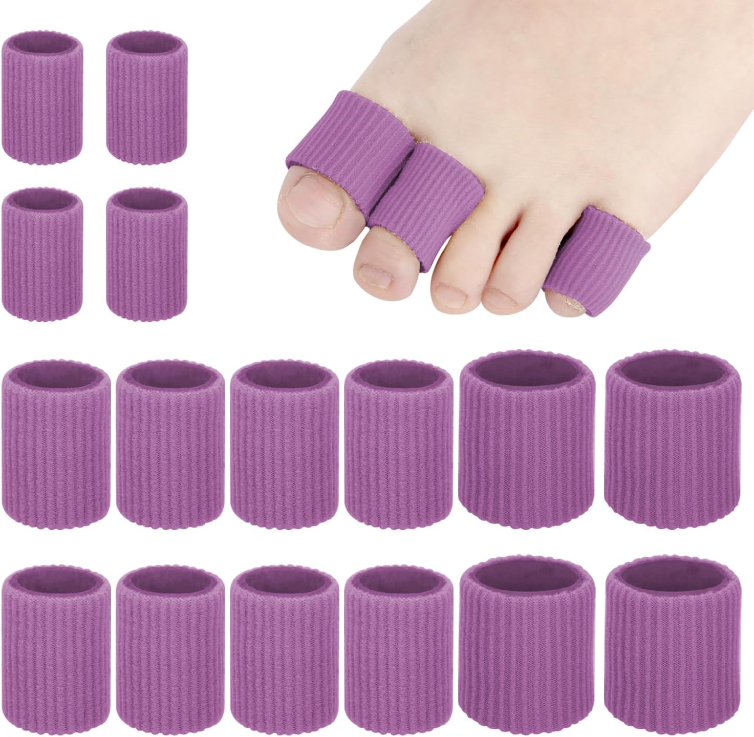16 Pieces Toe Cushion Tube 0.98 Inches Toe Tubes Sleeves 3 Different Size Soft Gel