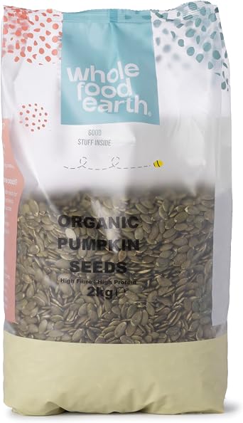 Wholefood Earth Organic Pumpkin Seeds 2kg Raw | GMO Free | Vegan | High Fibre | High Protein | Certified Organic
