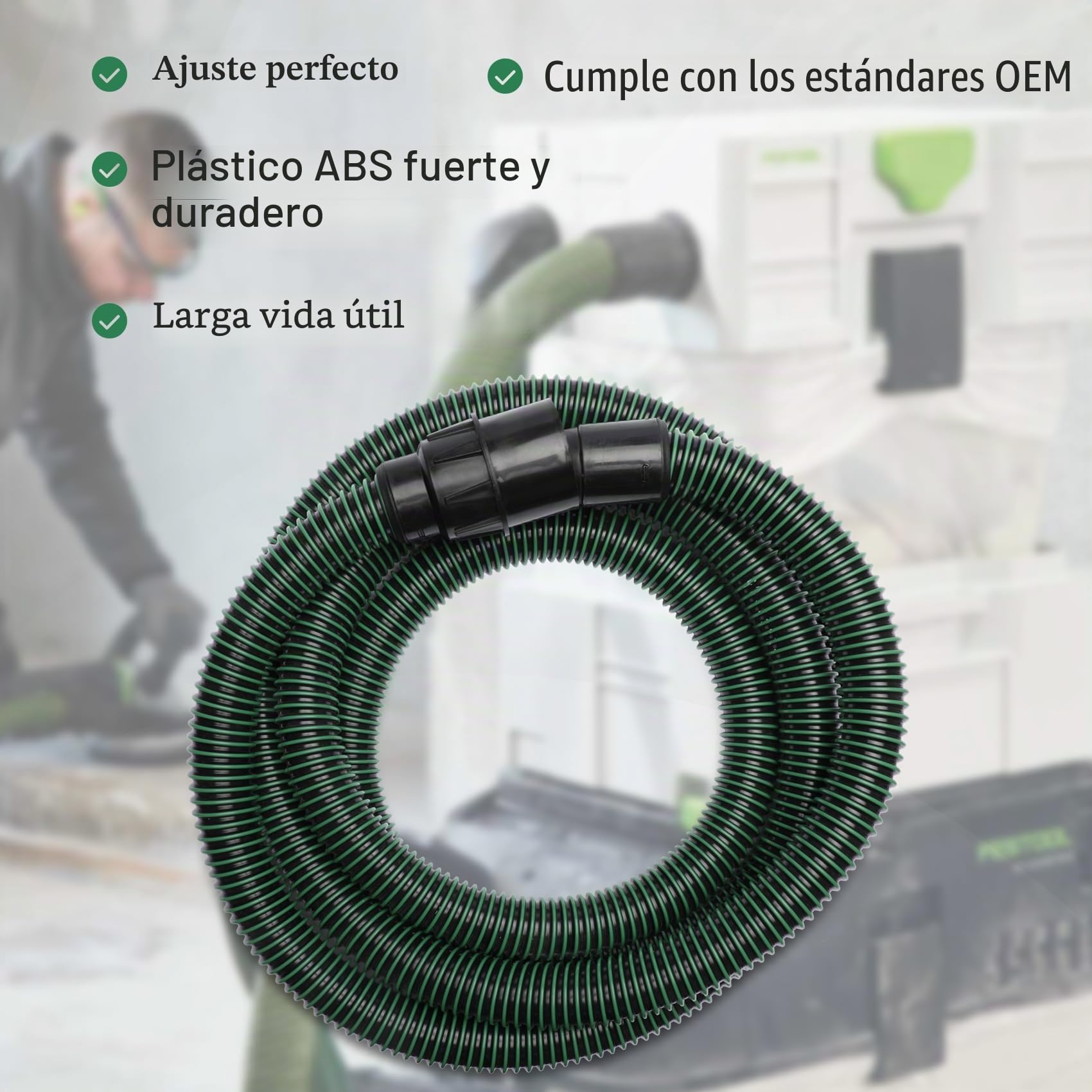 Feikeer Manguera extractora de polvo para Festool, compatible con extractor de polvo Festool, manguera de plástico transparente de 22 mm, tamaño pequeño a mediano