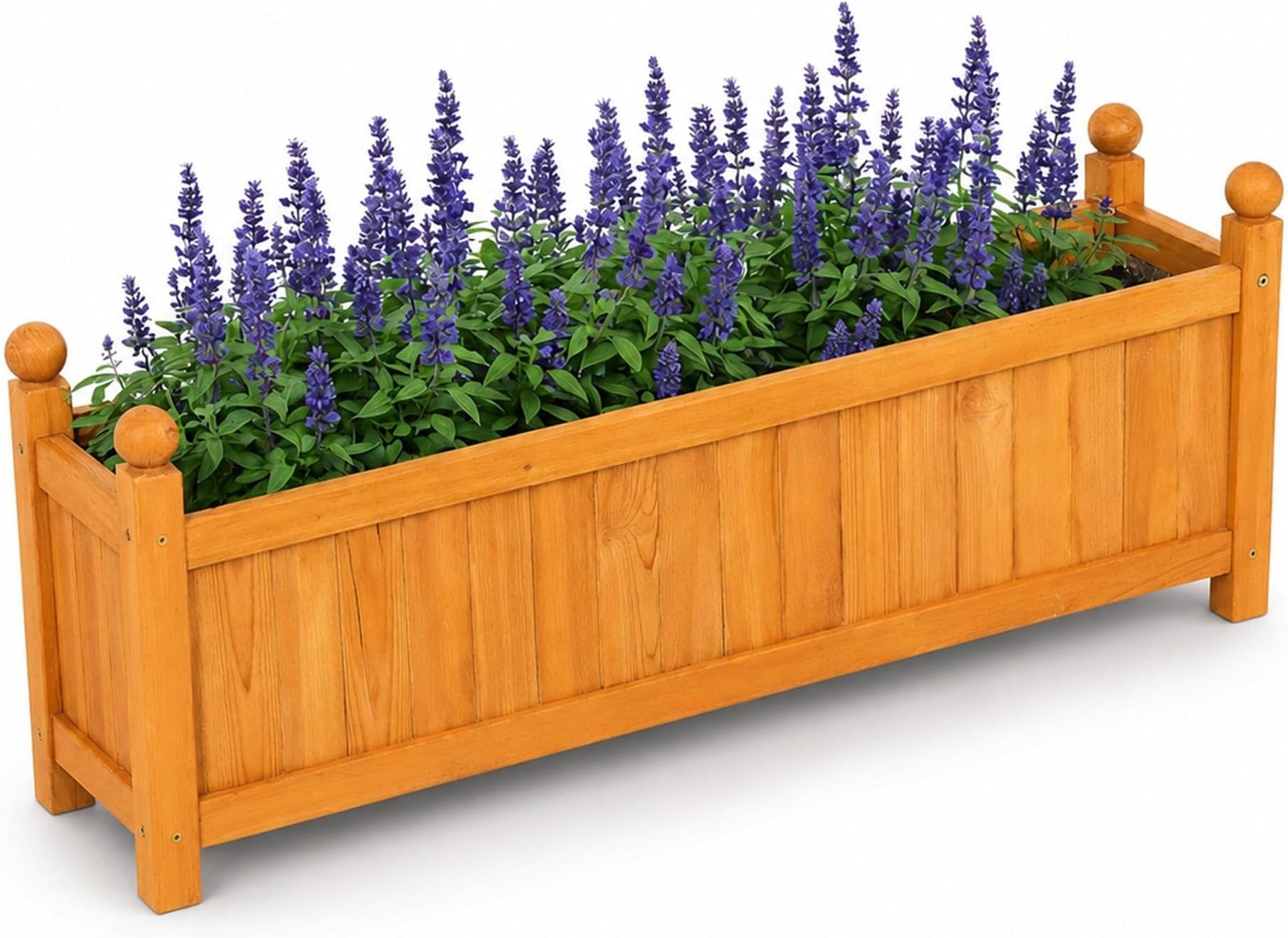 Oypla Large Garden Wooden Rectangular Flower Planter Ornamental Plant Pot