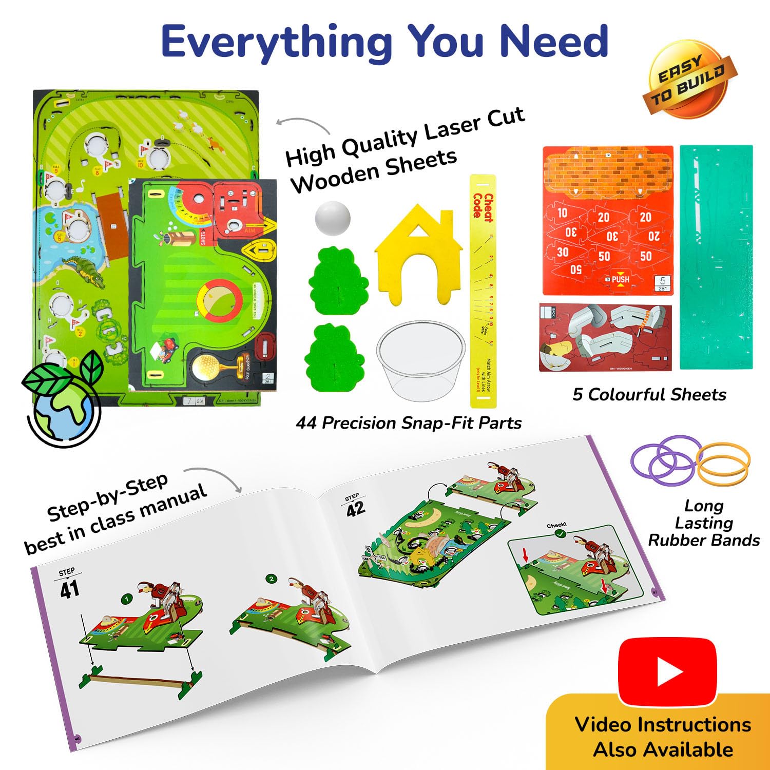 Smartivity Jeu de table de mini golf pour enfants de 6 à 12 ans, cadeaux d'anniversaire pour garçons et filles, jouet scientifique à faire soi-même pour enfants de 6, 7, 8, 9, 10, 11, 12, 13, 12 ans