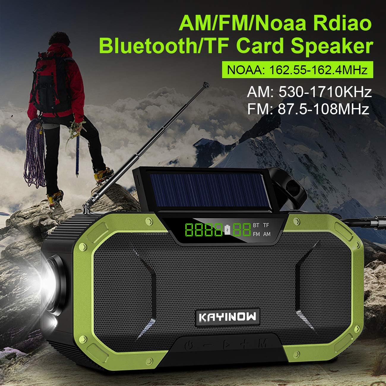 🔥 Hot Deals Emergency Radio, LAMA Portable Radio Wireless Speaker, NOAA Weather Radio for Household and Outdoor with AM/FM, Hand Crank Radio (Green)