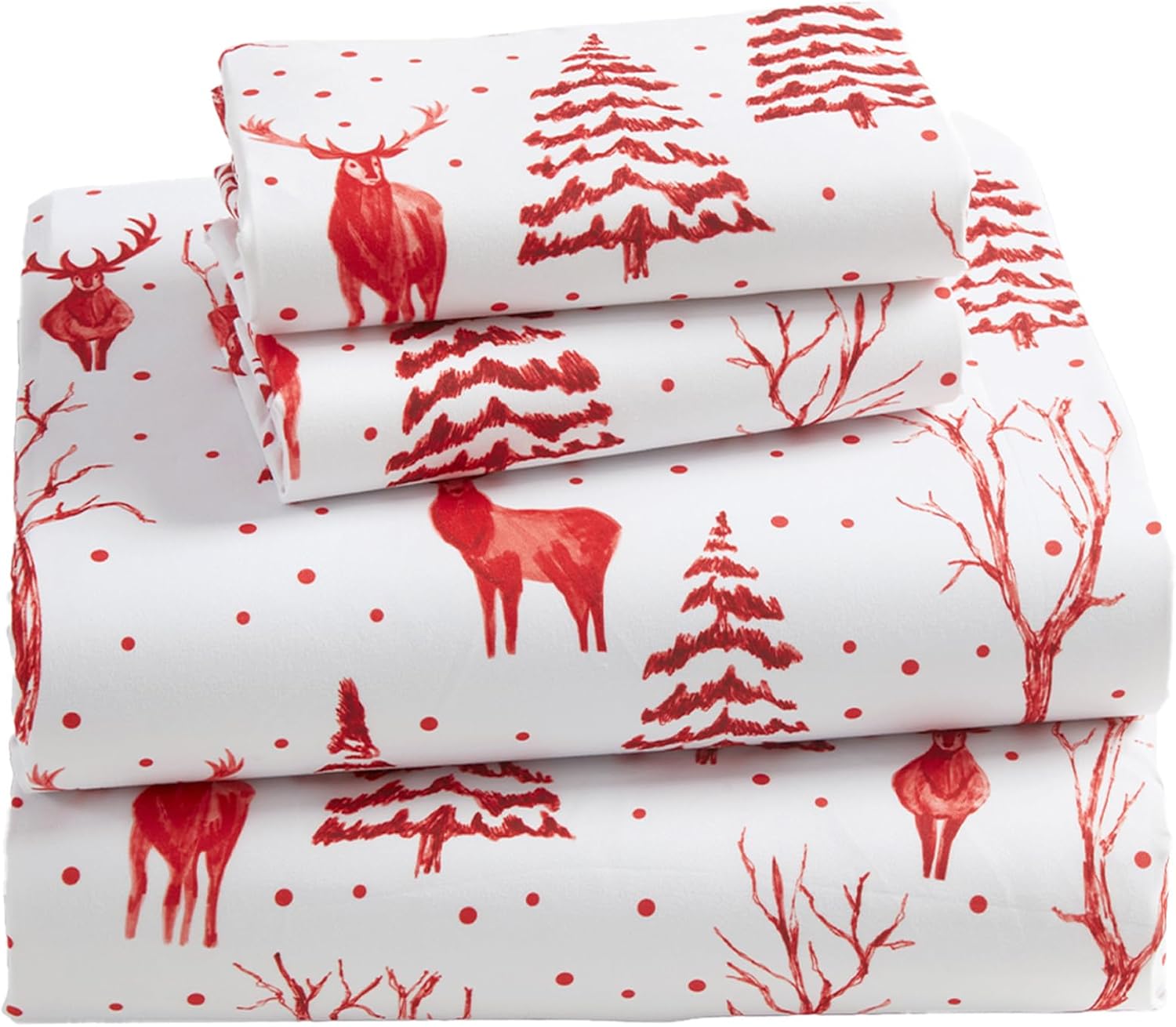 CAROMIO クリスマスシーツ ツイン、ソフト起毛マイクロファイバーベッドシーツセット、16インチディープポケットフィットシーツ