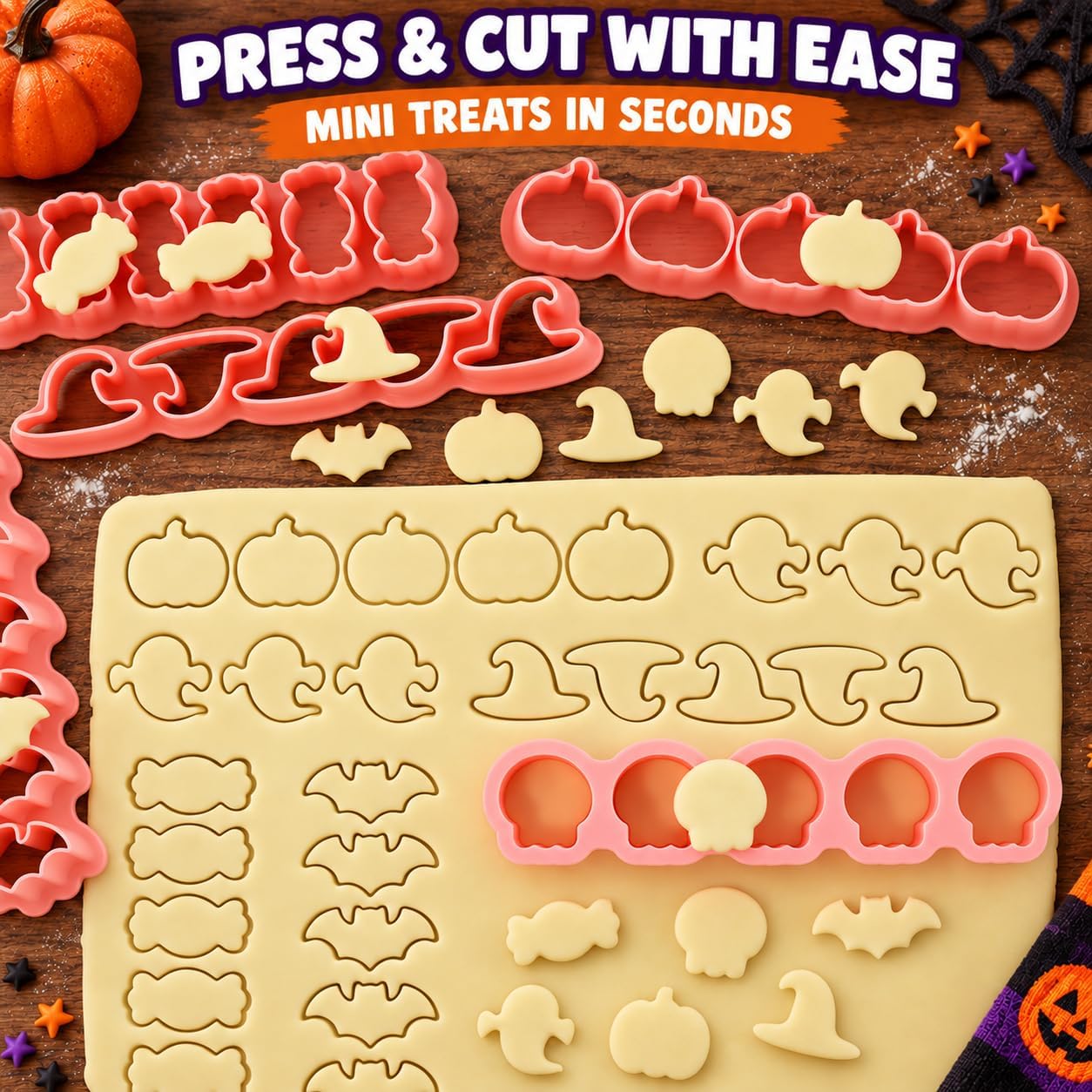 6PCS Mini Halloween Cookie Cutters Plastic Cracker Cookie Cutter