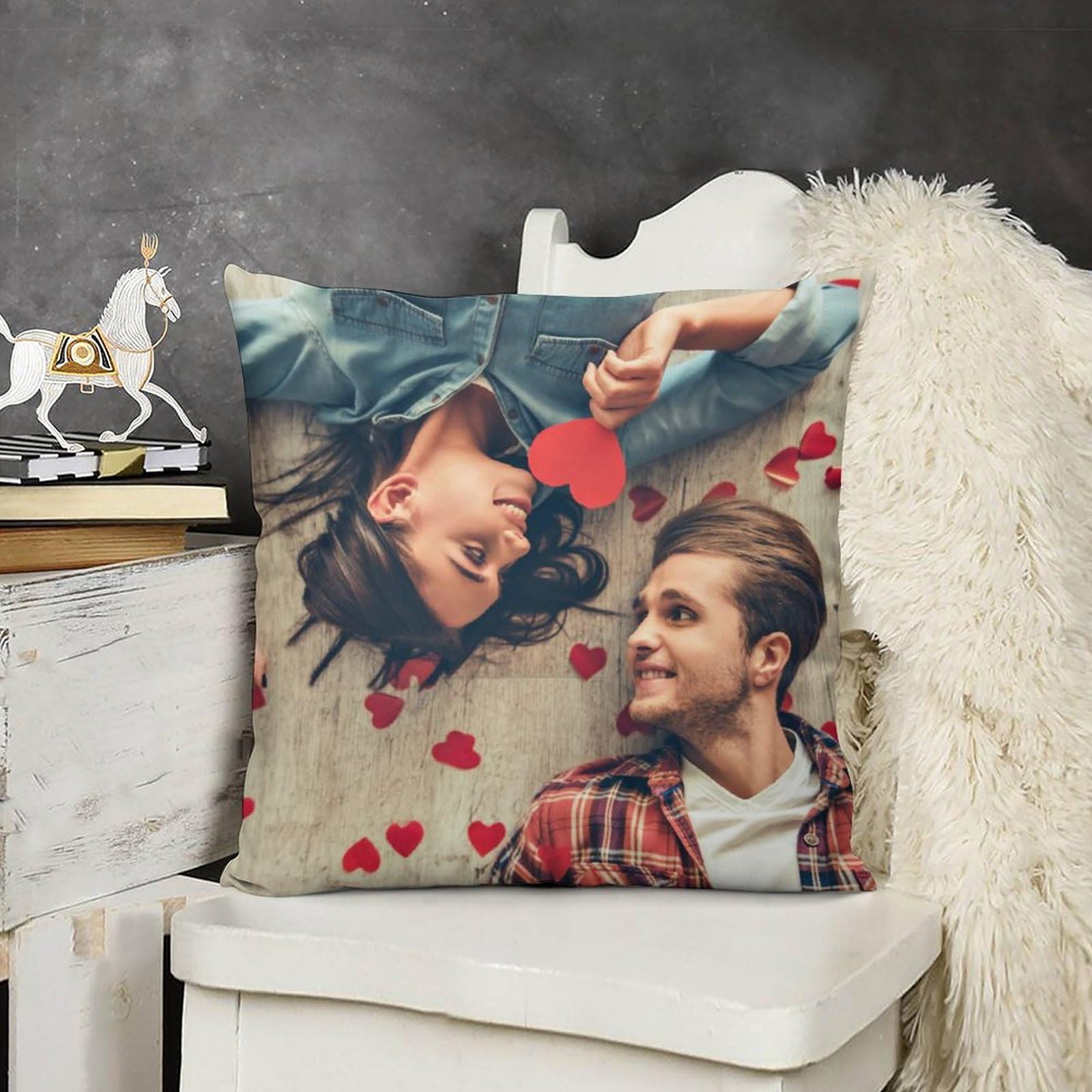 Naispanda Cuscino Personalizzato con Foto e Scritte 50x50 cm Personalizzabile Idea Regalo Simpatica ed Originale per Festa del papà, della Mamma, Compleanno, per Lui e lei