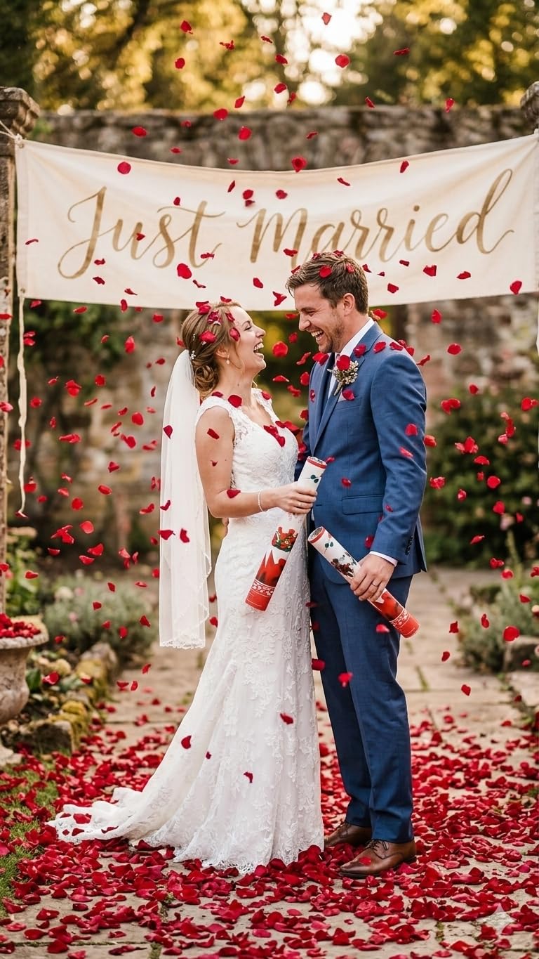 TREND N ART Rose Petal Party Popper/Confetti for Anniversary, Party,Birthday, Wedding Celebration Flower Shower Launcher | Engagement, Reception, Photoshoot Decoration (Pack of 2Pcs) (30, ROSE) 3