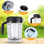 Pour Vitamix Blender Pitcher 64oz Faible-Profil,Remplacement pour vitamix 750 conteneur, 5000/5200/6300/7500/VM0158a/VM0197,Pour pot de tasse de mélangeur Vitamix-G, avec bâton d'outil Tamper