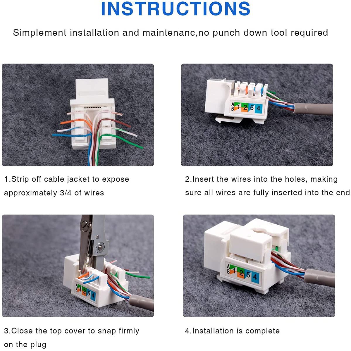 Greluma 10 sztuk gniazda Cat6 Keystone, gniazdo ścienne Ethernet, złącze sieciowe Cat6 - kompatybilne z Cat5/5e/6