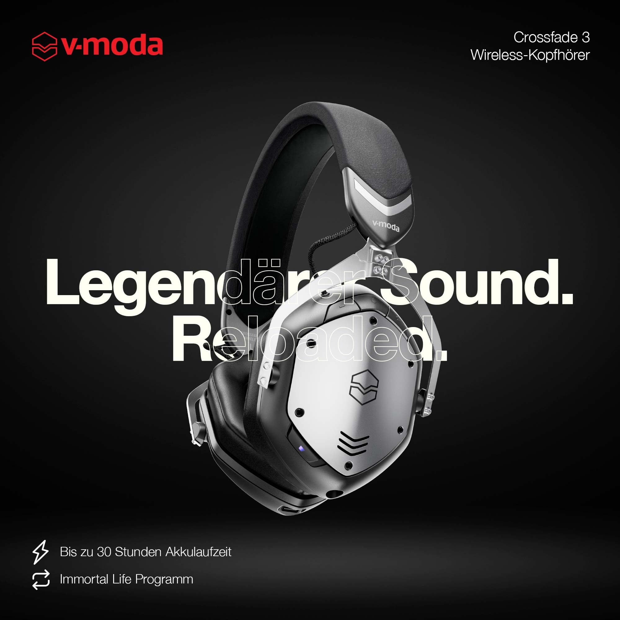 V-Moda Crossfade 3 | Kabelgebundener Over-Ear-Kopfhörer, favorisiert von Top-DJs weltweit | Druckvoller Sound, abgestimmt auf die Energie und Begeisterung im Club | Mobile Editor-App – Gunmetal Black